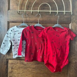 Carter's | Winter Festive Thermal Long sleeves and Shortsleeved Bodysuit Set